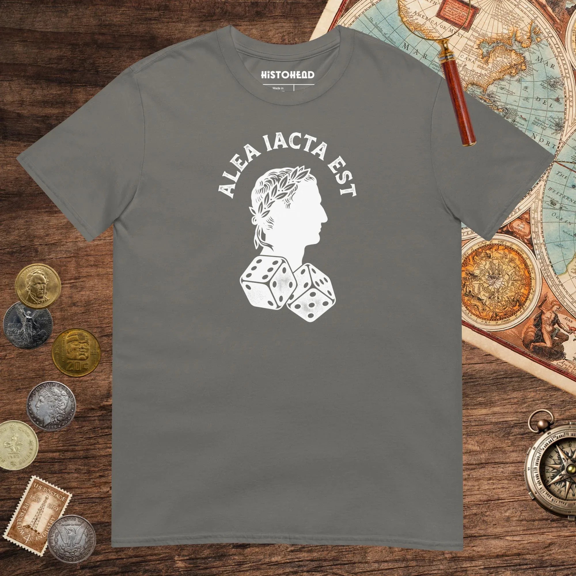 Charcoal Alea Iacta Est Caesar Quote Tee - history buff gift by HistoHead