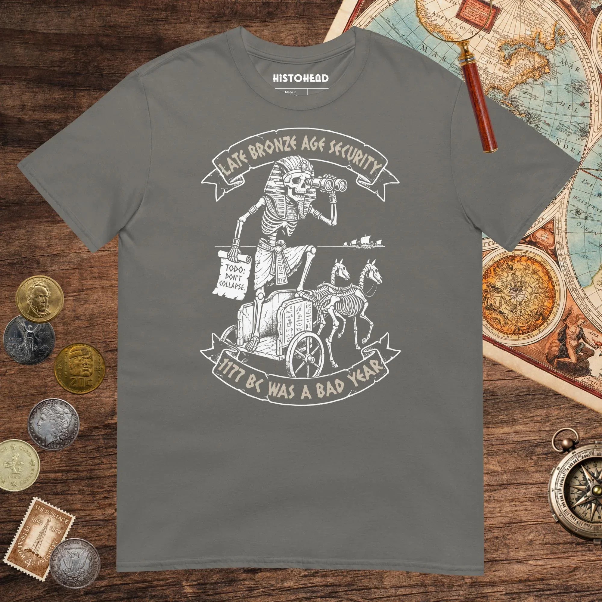 Charcoal Late Bronze Age Security Tee - history buff gift by HistoHead