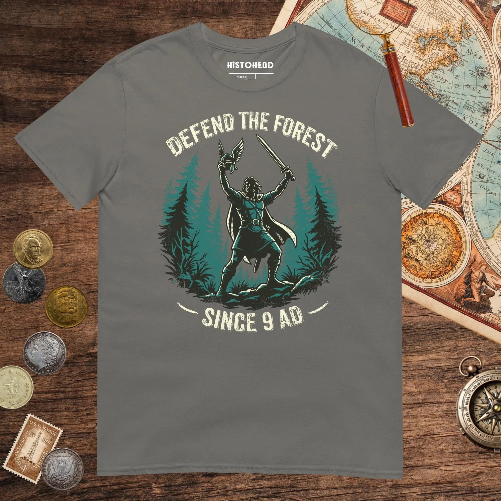 Charcoal Defend the Forest Tee - history buff gift by HistoHead