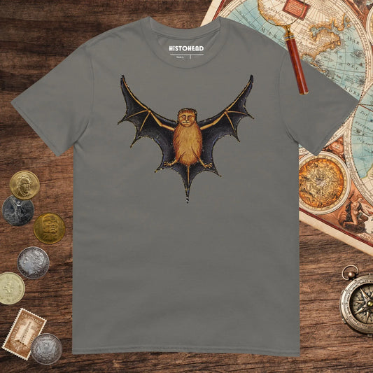 Charcoal Weird Medieval Bat Tee - history buff gift by HistoHead