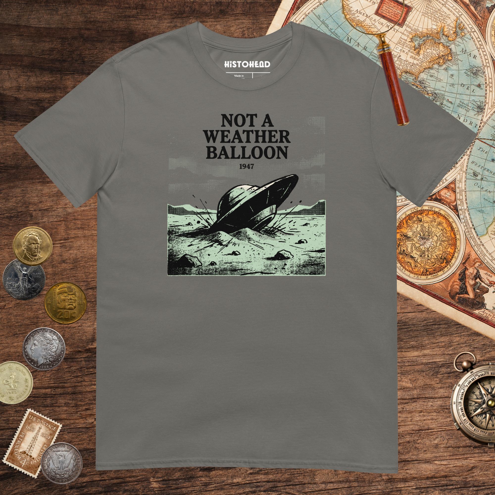 Charcoal Roswell Weather Balloon Tee - history buff gift by HistoHead