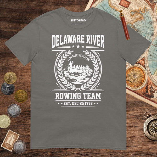 Charcoal Delaware River Rowing Team Tee - history buff gift by HistoHead