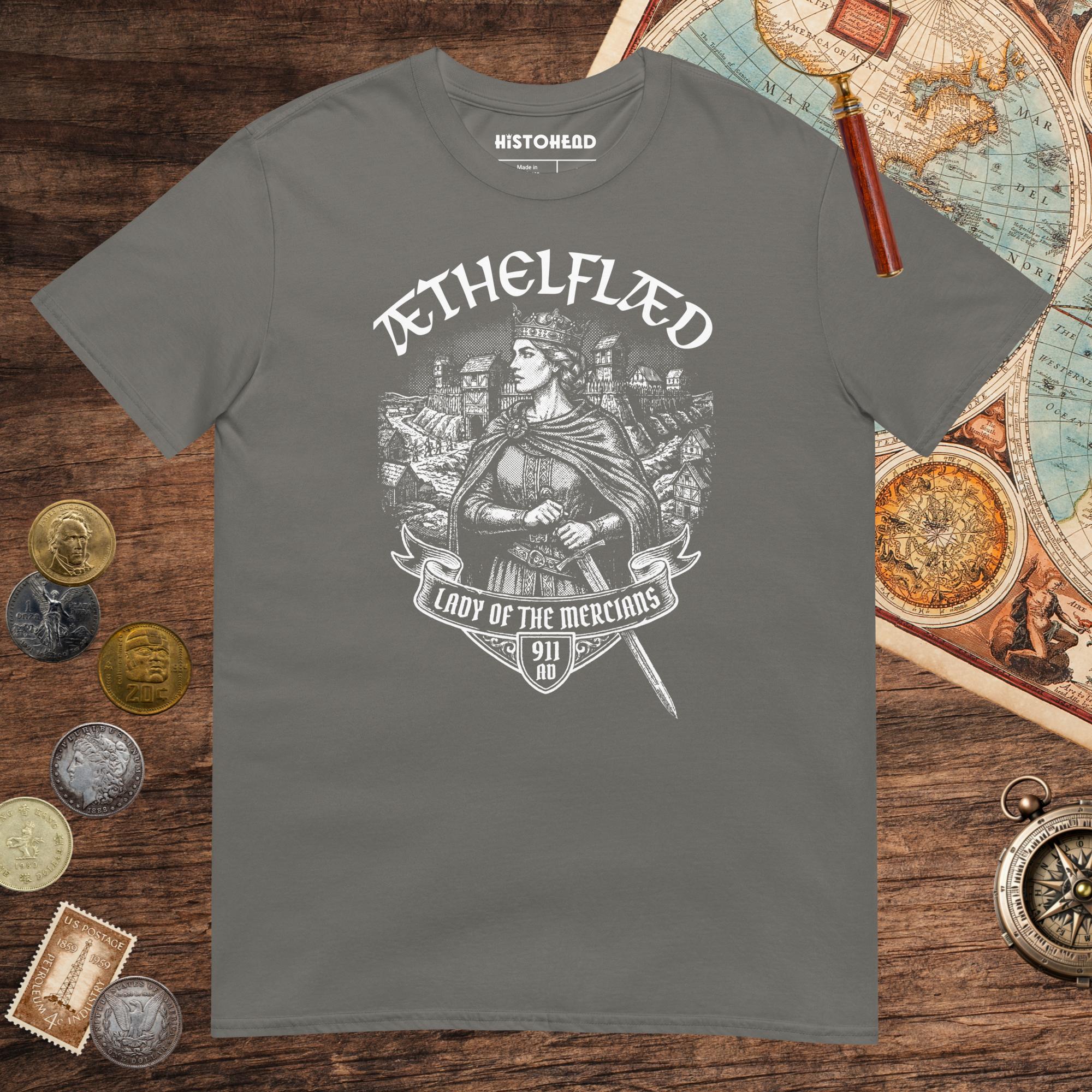 Charcoal Æthelflæd Lady of the Mercians Tee - history buff gift by HistoHead