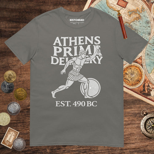 Charcoal Athens Prime Delivery Tee - history buff gift by HistoHead