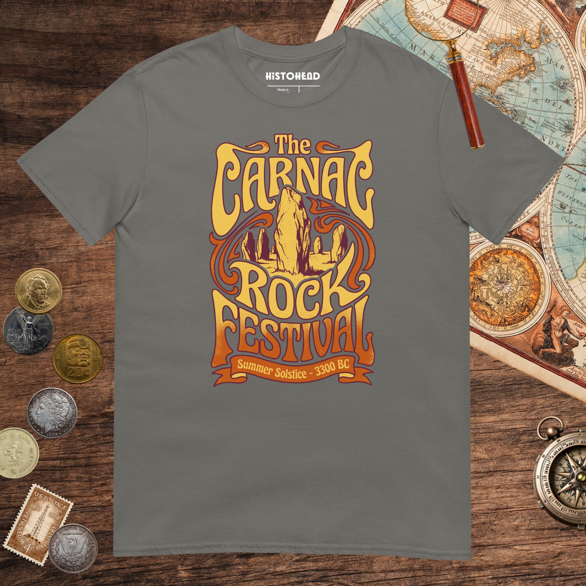 Charcoal Carnac Rock Festival Tee - history buff gift by HistoHead