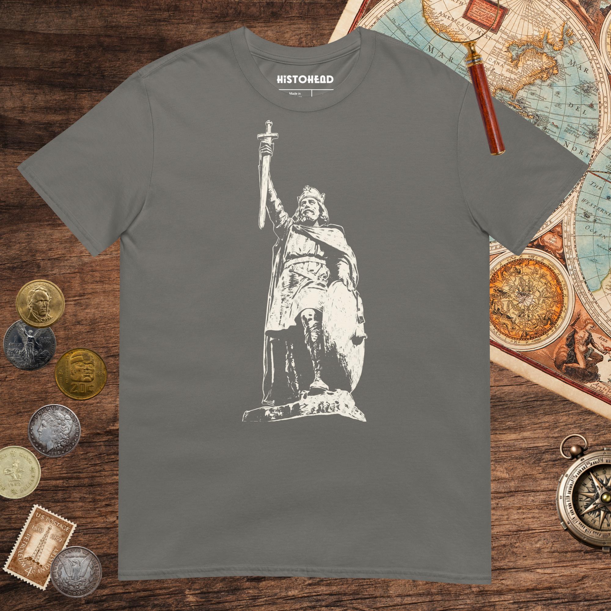 Charcoal Alfred the Great Tee - history buff gift by HistoHead