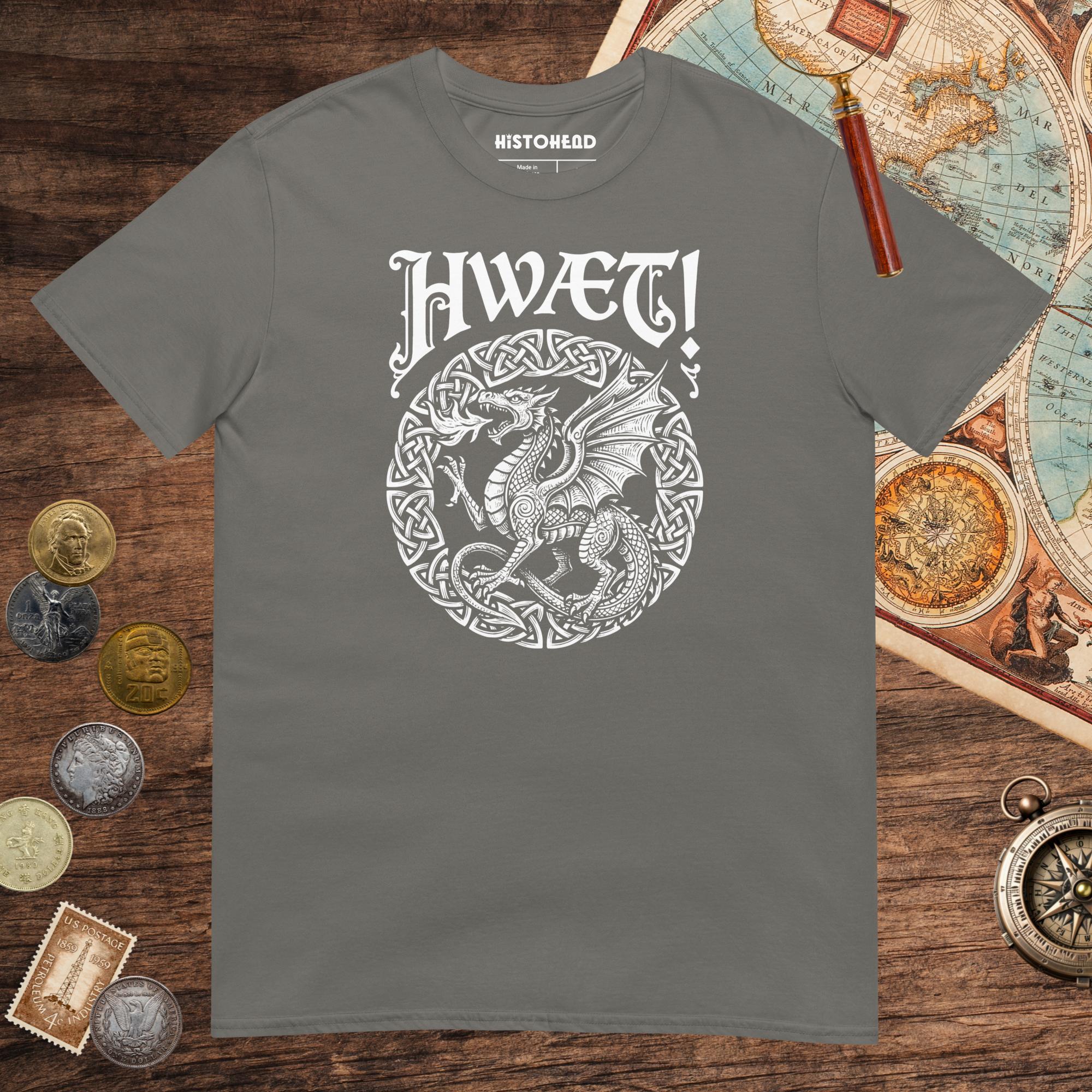 Charcoal Hwæt Dragon Tee - history buff gift by HistoHead