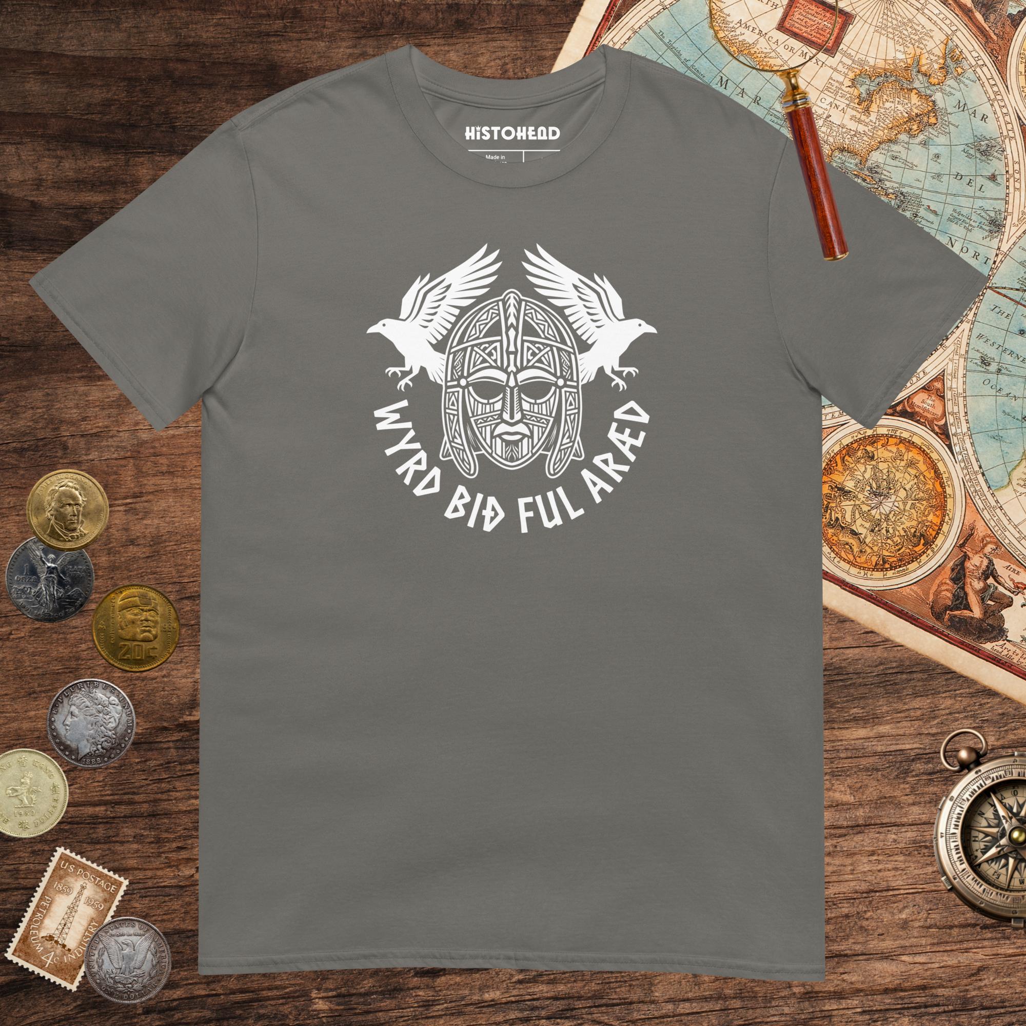 Charcoal Wyrd Bið Ful Aræd Sutton Hoo Helmet Edition Tee - history buff gift by HistoHead