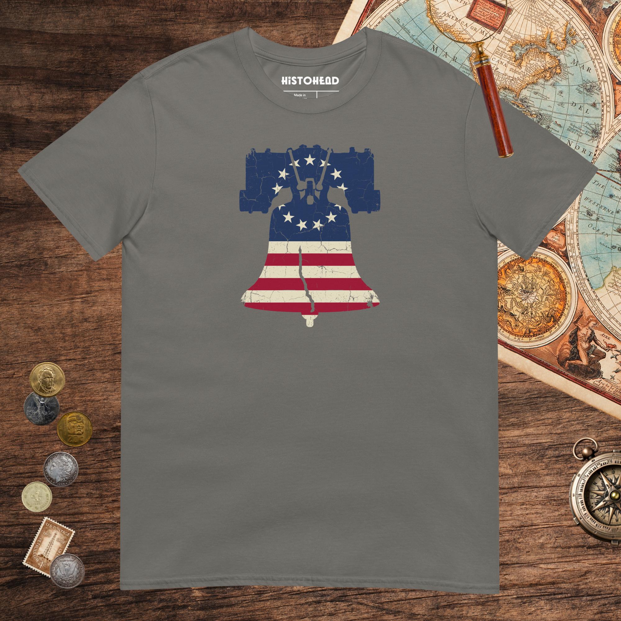 Charcoal Liberty Bell Tee - history buff gift by HistoHead