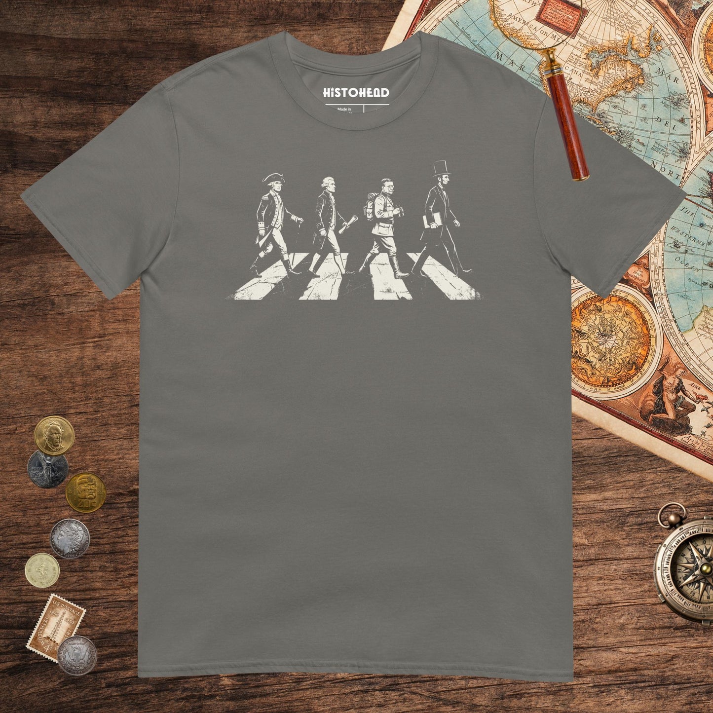 Charcoal Rushmore Road Tee - history buff gift by HistoHead