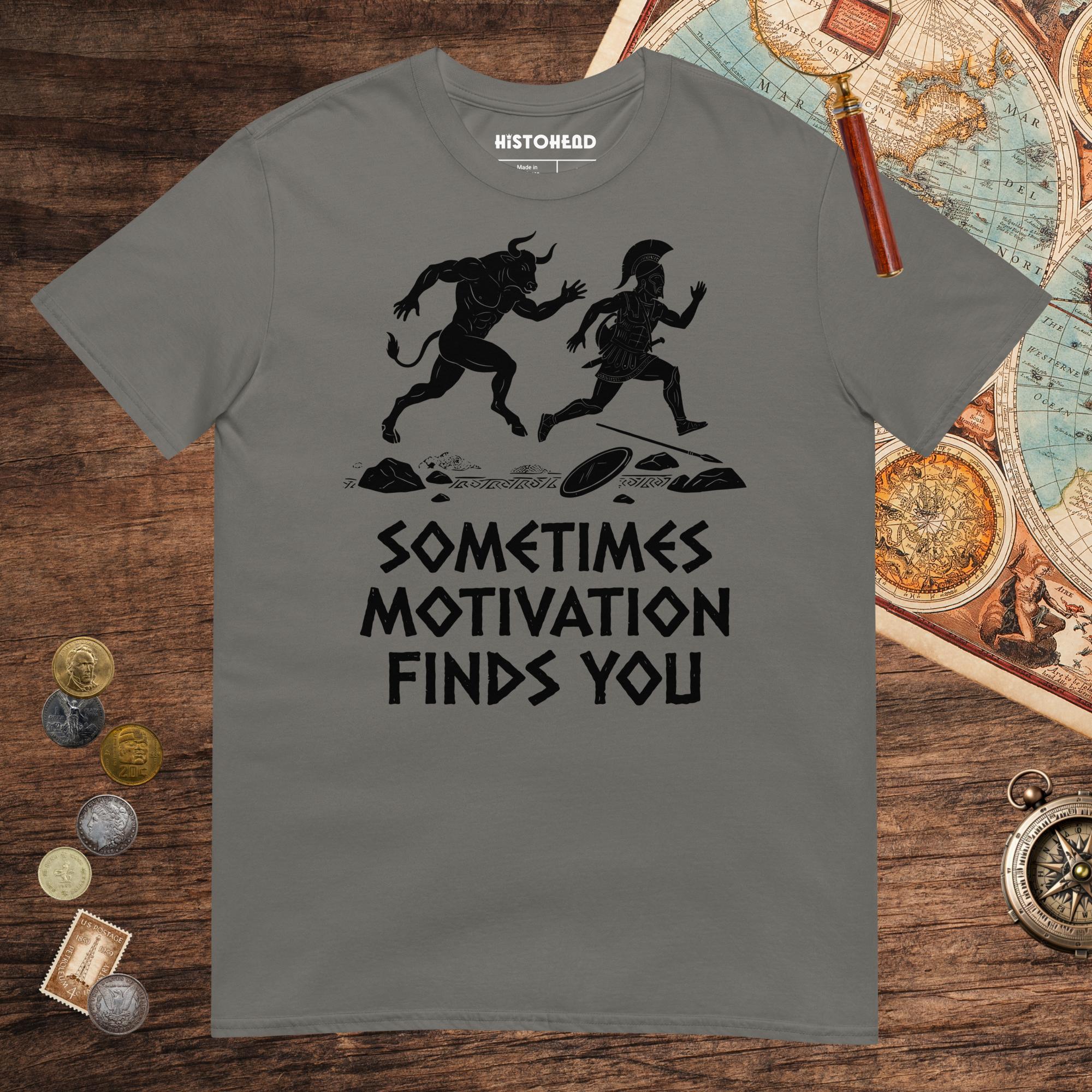 Charcoal Motivation Finds You Minotaur Edition Tee - history buff gift by HistoHead