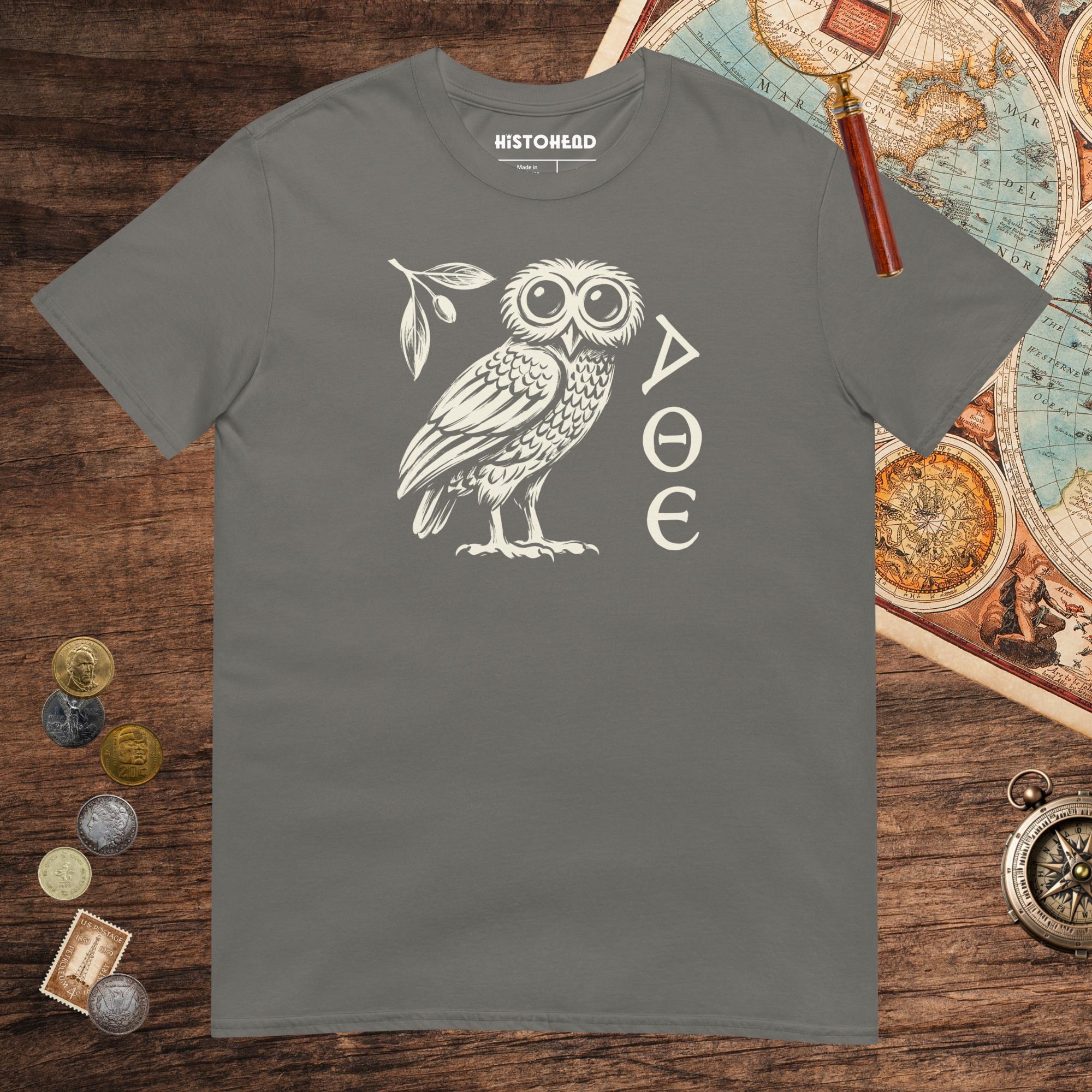 Charcoal Owl of Athena Tee - history buff gift by HistoHead
