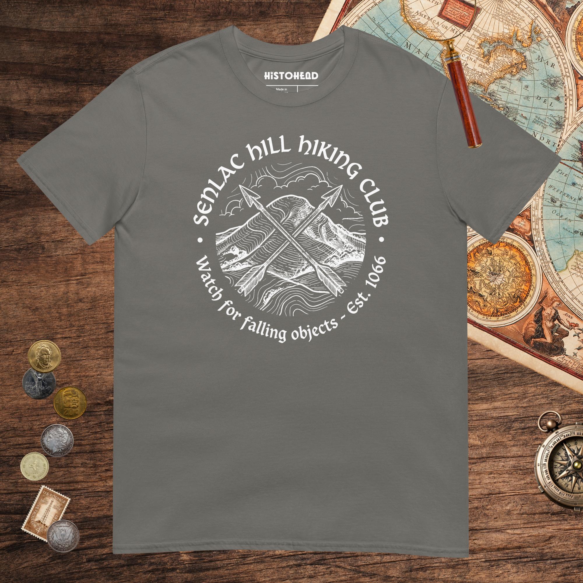 Charcoal Senlac Hill Hiking Club Tee - history buff gift by HistoHead