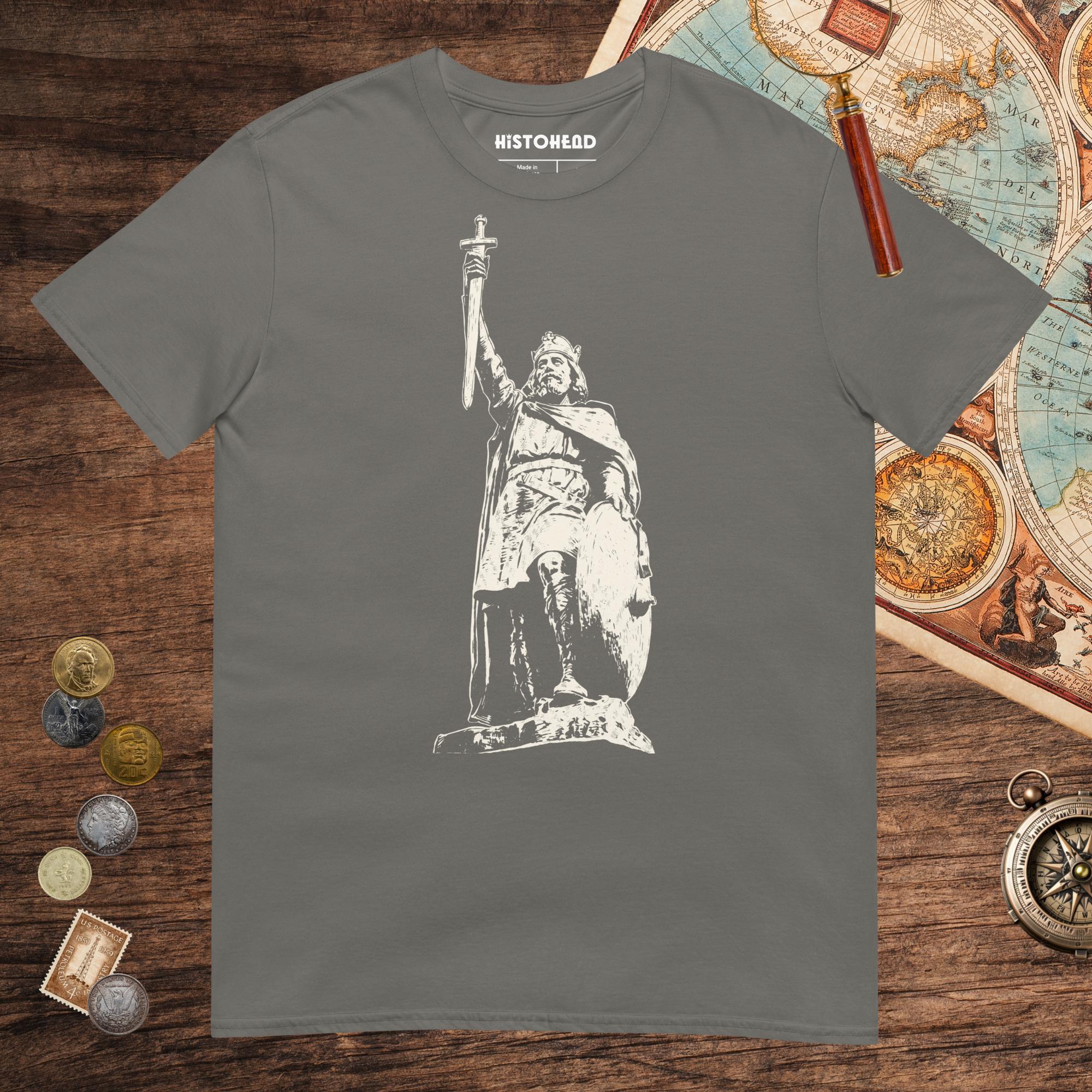 Charcoal Alfred the Great Tee - history buff gift by HistoHead