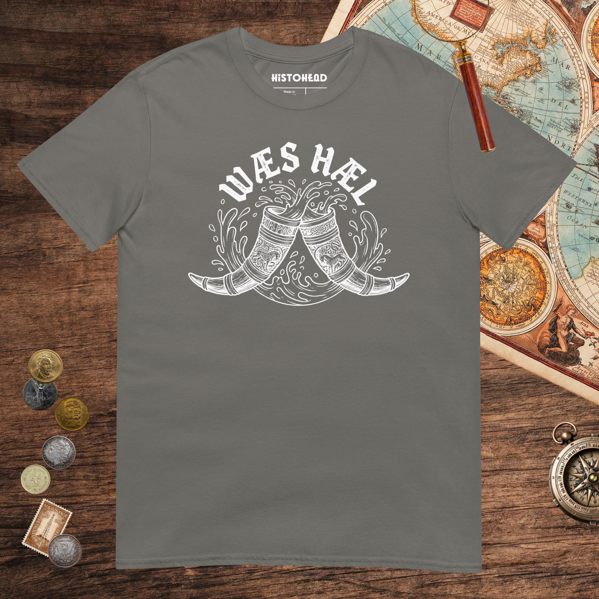 Charcoal Wæs Hæl Tee - history buff gift by HistoHead