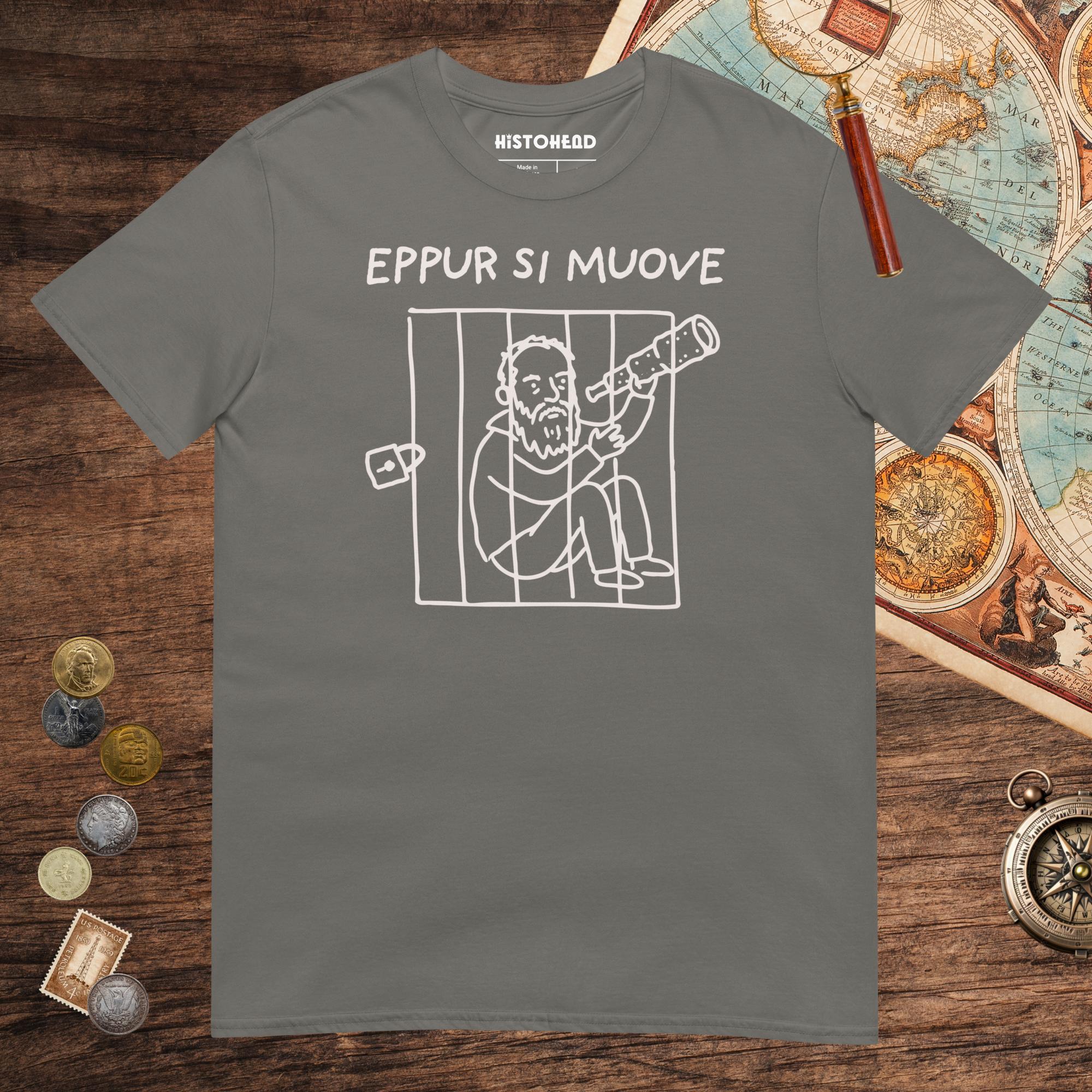Charcoal Galileo Galilei And Yet It Moves Tee - history buff gift by HistoHead