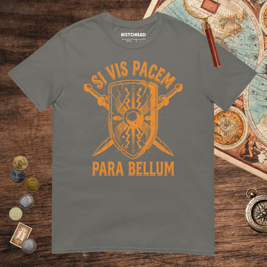 Charcoal Si Vis Pacem Para Bellum Scutum Tee - history buff gift by HistoHead