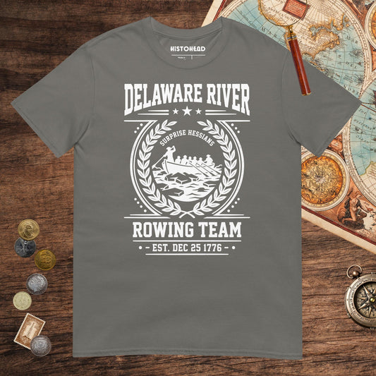 Charcoal Delaware River Rowing Team Tee - history buff gift by HistoHead