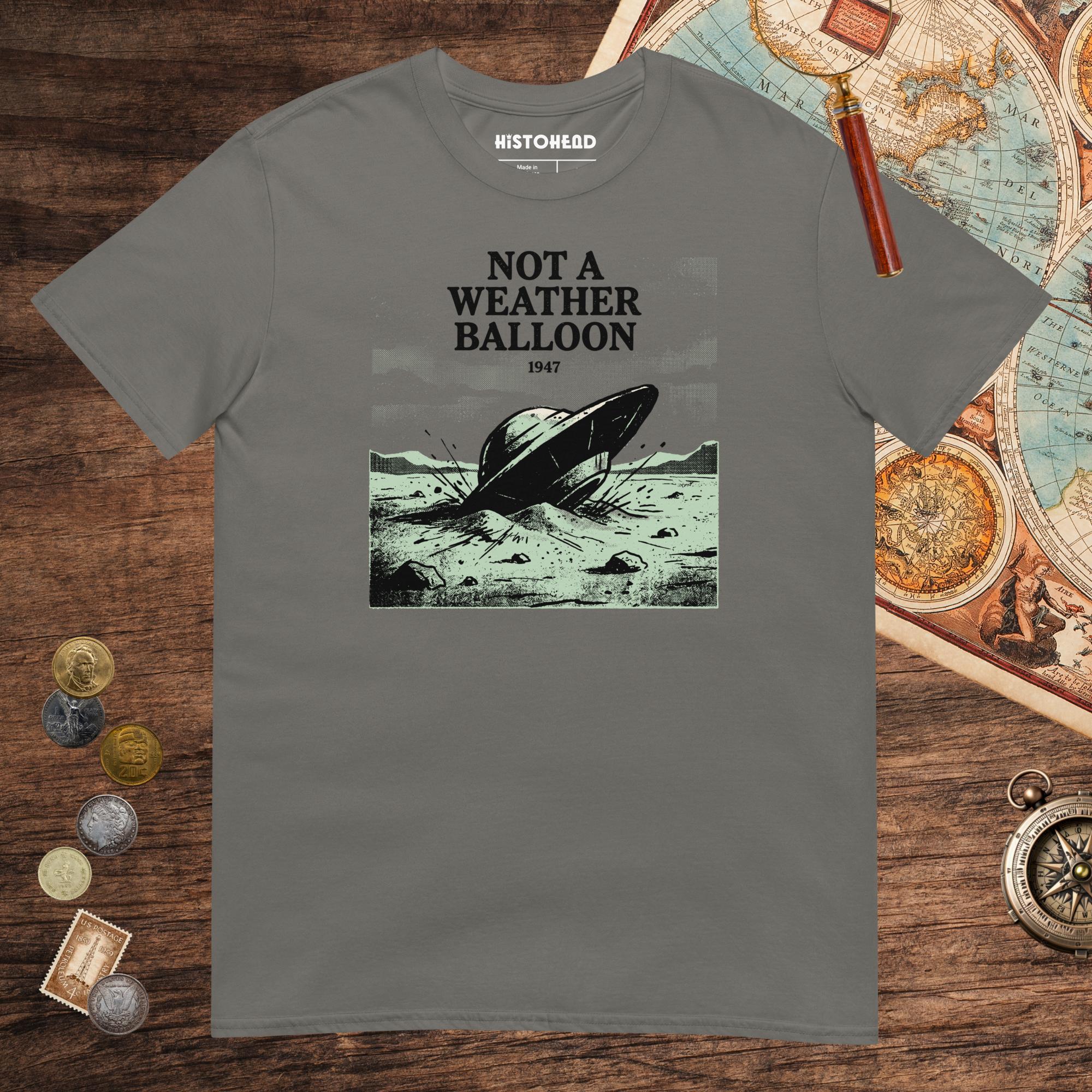 Charcoal Roswell Weather Balloon Tee - history buff gift by HistoHead