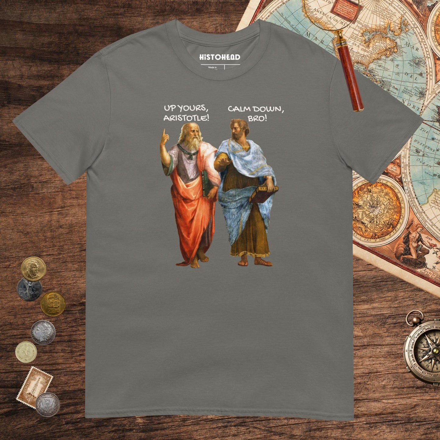 Charcoal Plato And Aristotle Tee - history buff gift by HistoHead