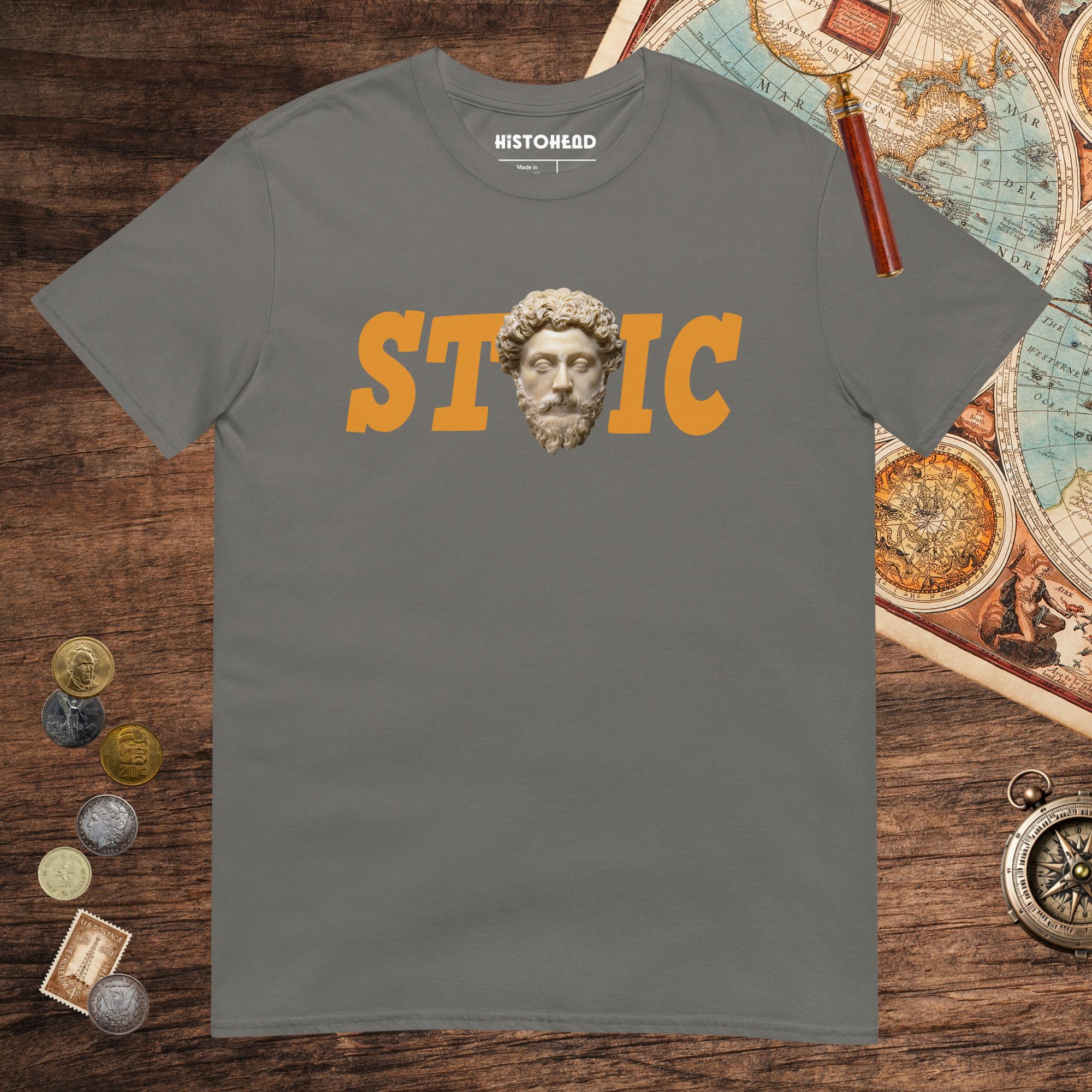 Charcoal Stoic Marcus Aurelius Tee - history buff gift by HistoHead