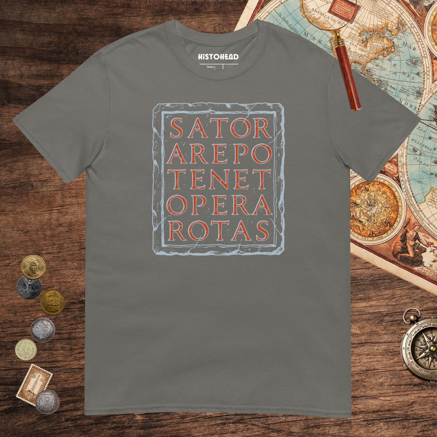 Charcoal Sator Rotas Tee - history buff gift by HistoHead