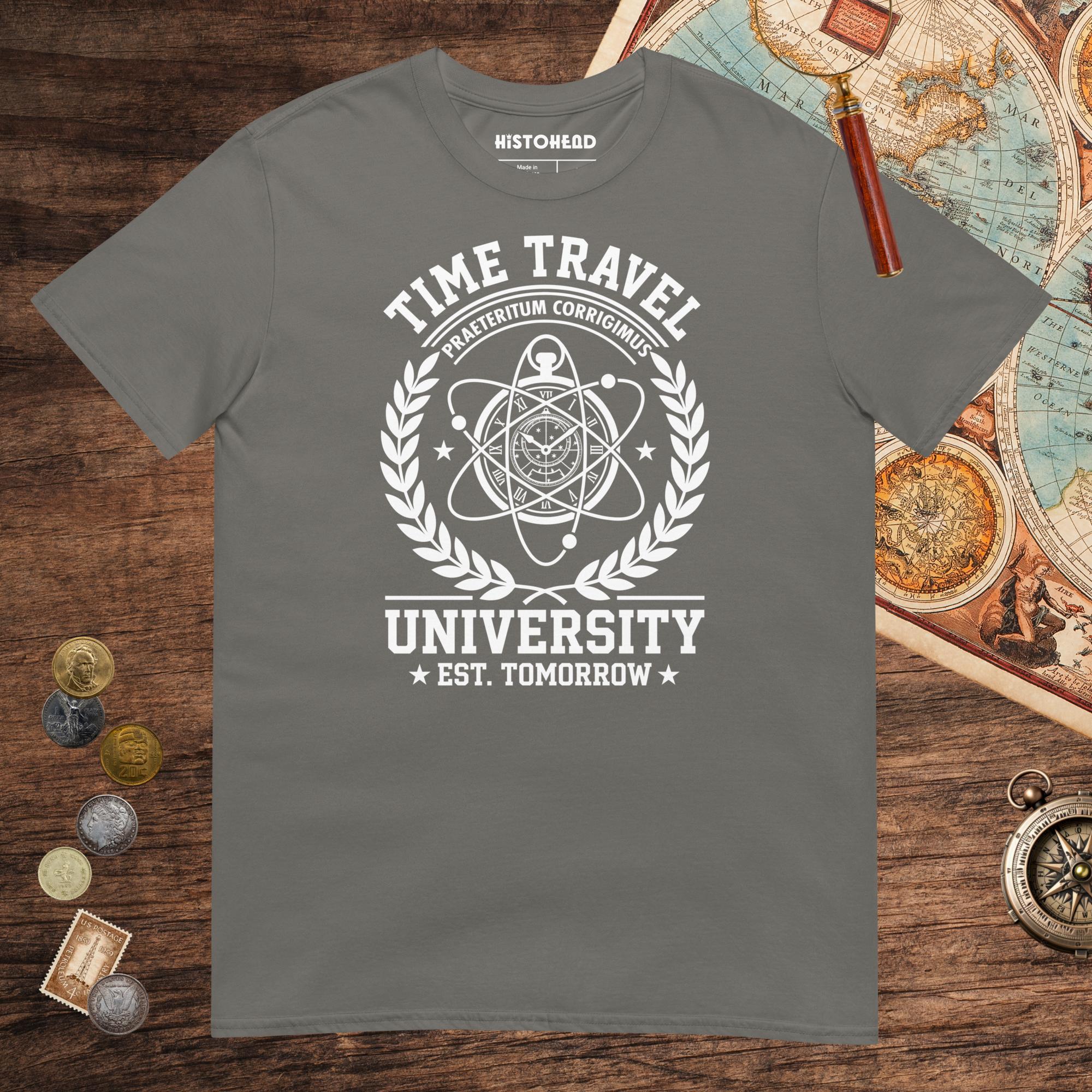 Charcoal Time Travel University Tee - history buff gift by HistoHead
