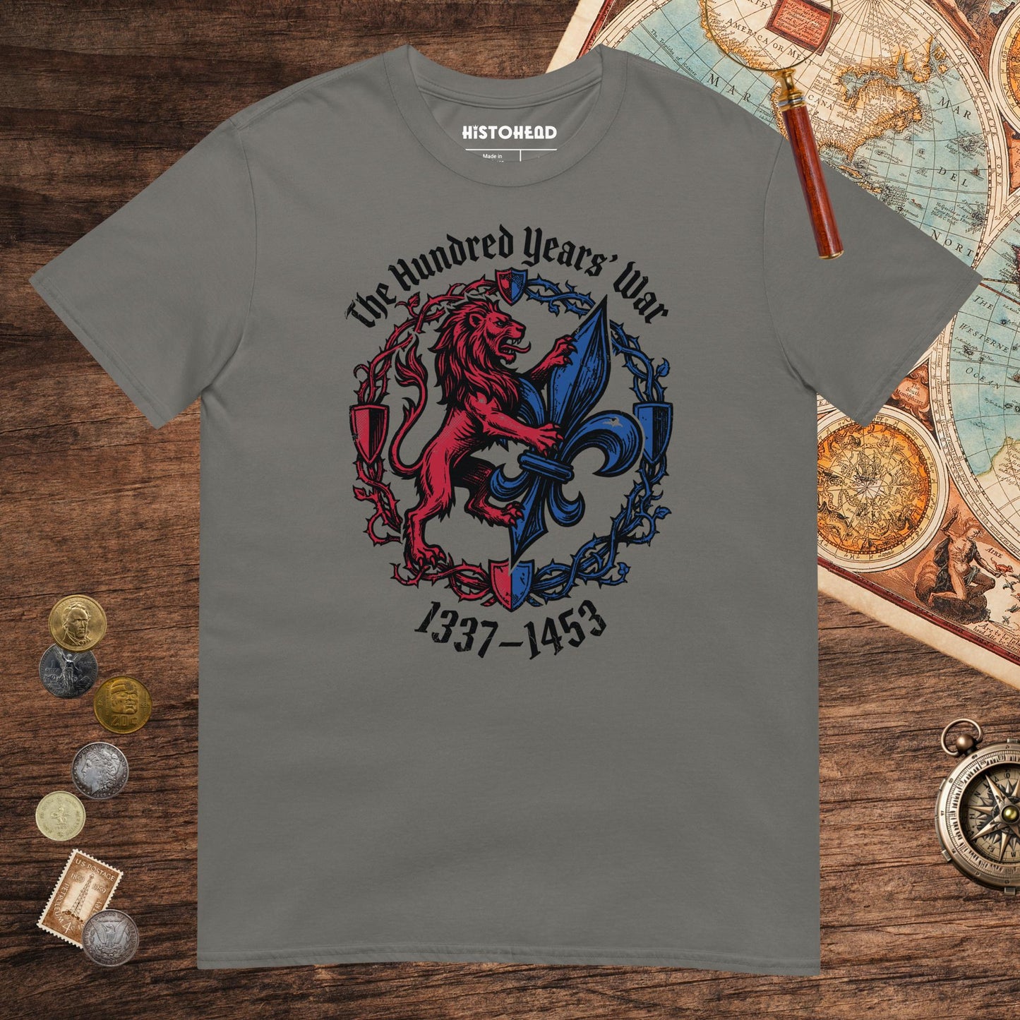 Charcoal The Hundred Years' War Tee - history buff gift by HistoHead