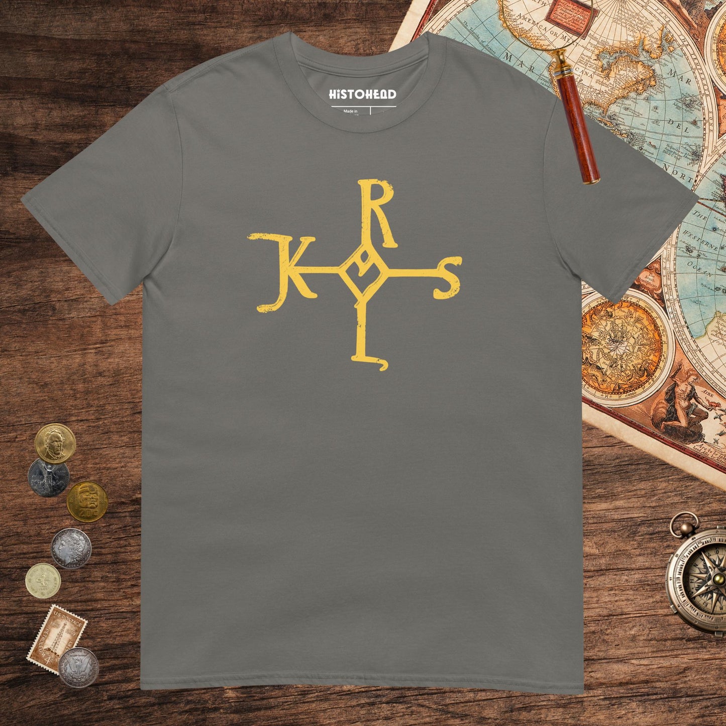 Charcoal Charlemagne Autograph Tee - history buff gift by HistoHead