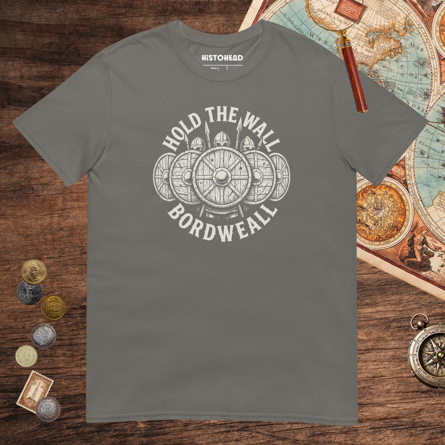 Charcoal Hold the Wall Tee - history buff gift by HistoHead