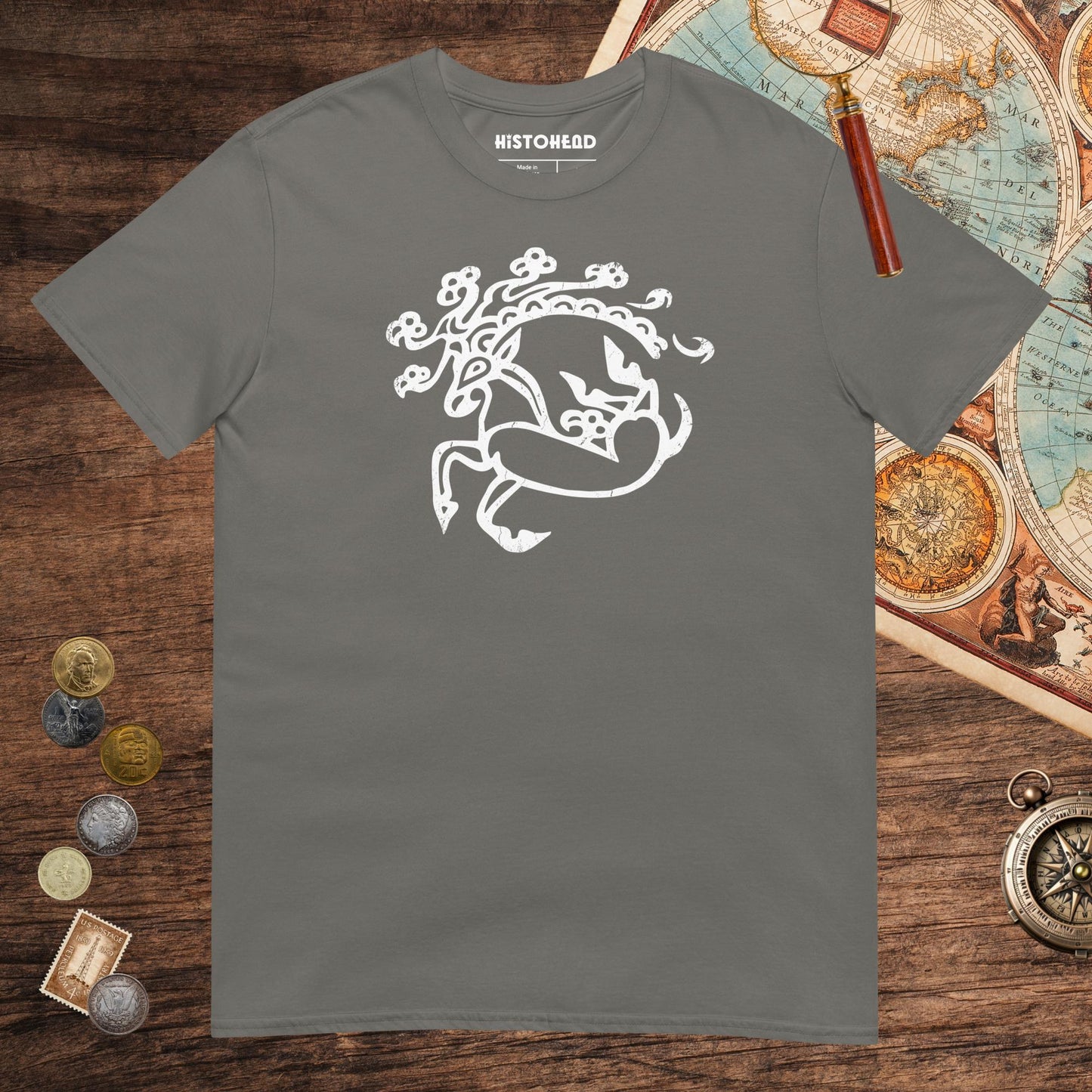 Charcoal Siberian Ice Maiden Deer Tee - history buff gift by HistoHead
