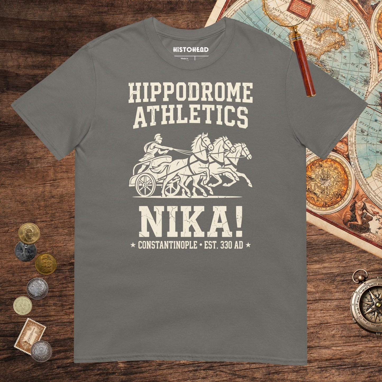 Charcoal Hippodrome Athletics Tee - history buff gift by HistoHead