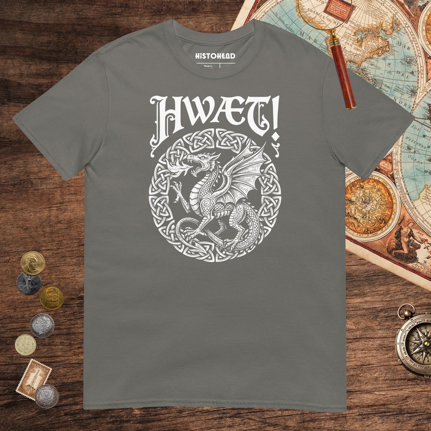 Charcoal Hwaet Dragon Tee - history buff gift by HistoHead