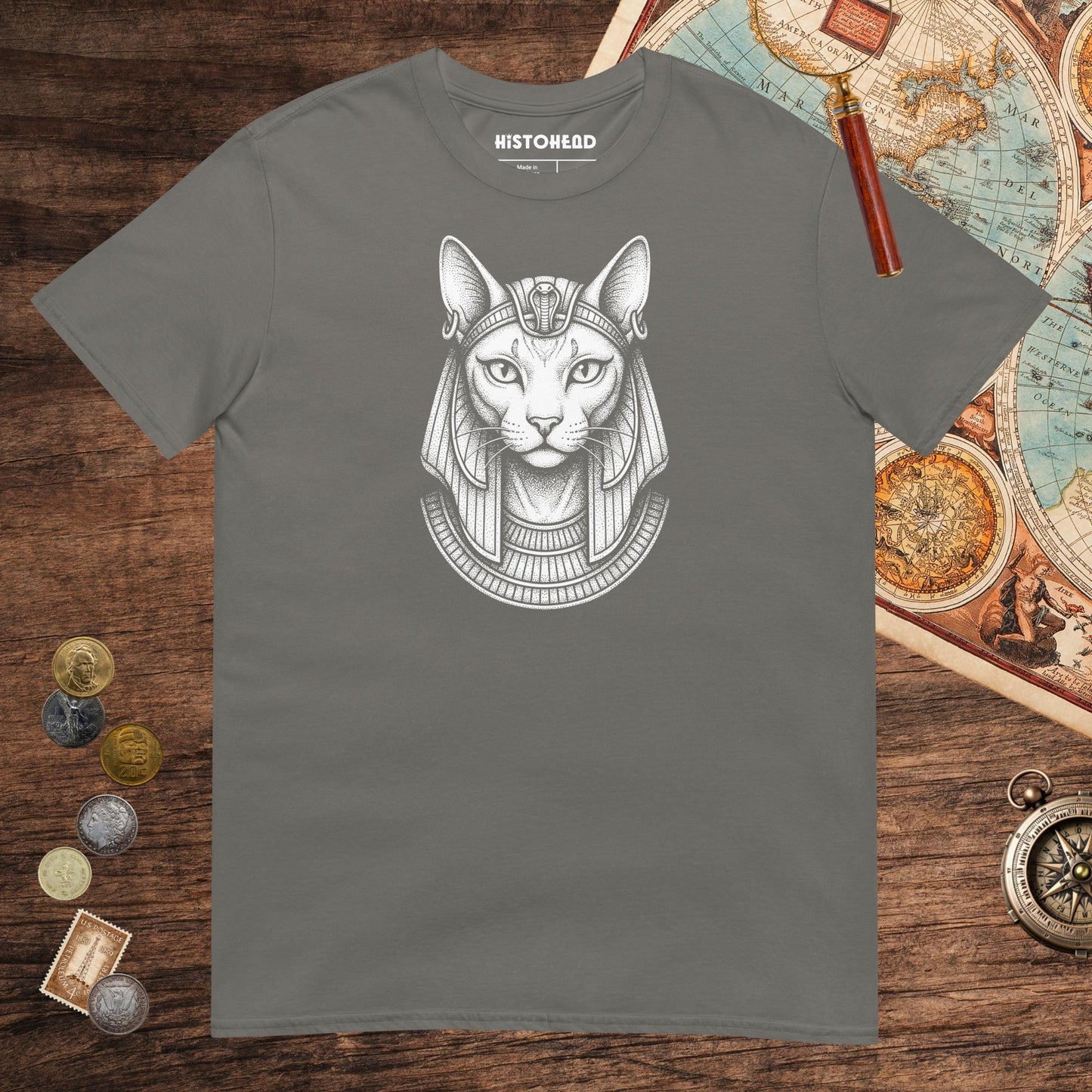 Charcoal Bastet Protector of Hearth & Home Tee - history buff gift by HistoHead