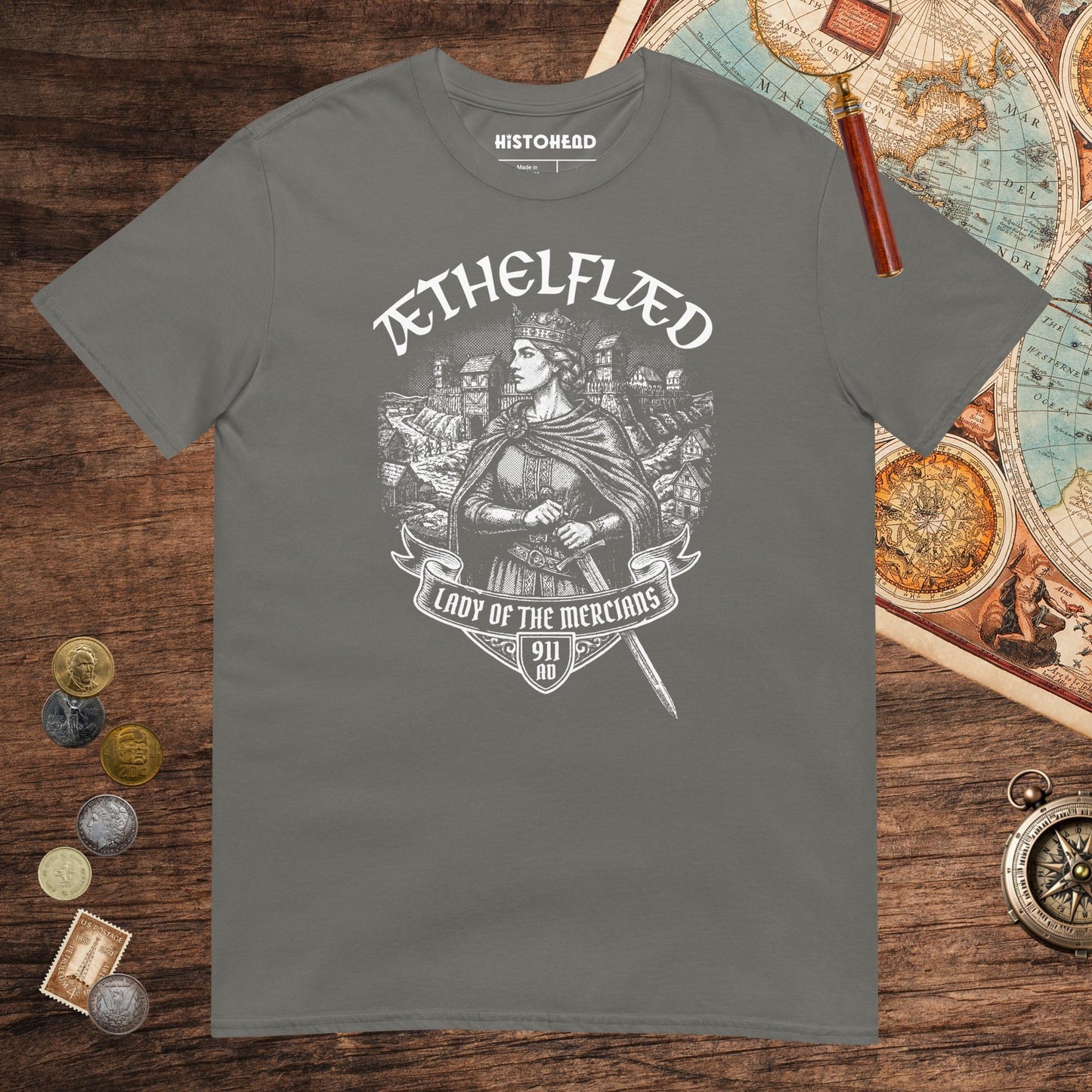 Charcoal Æthelflæd Lady of the Mercians Tee - history buff gift by HistoHead