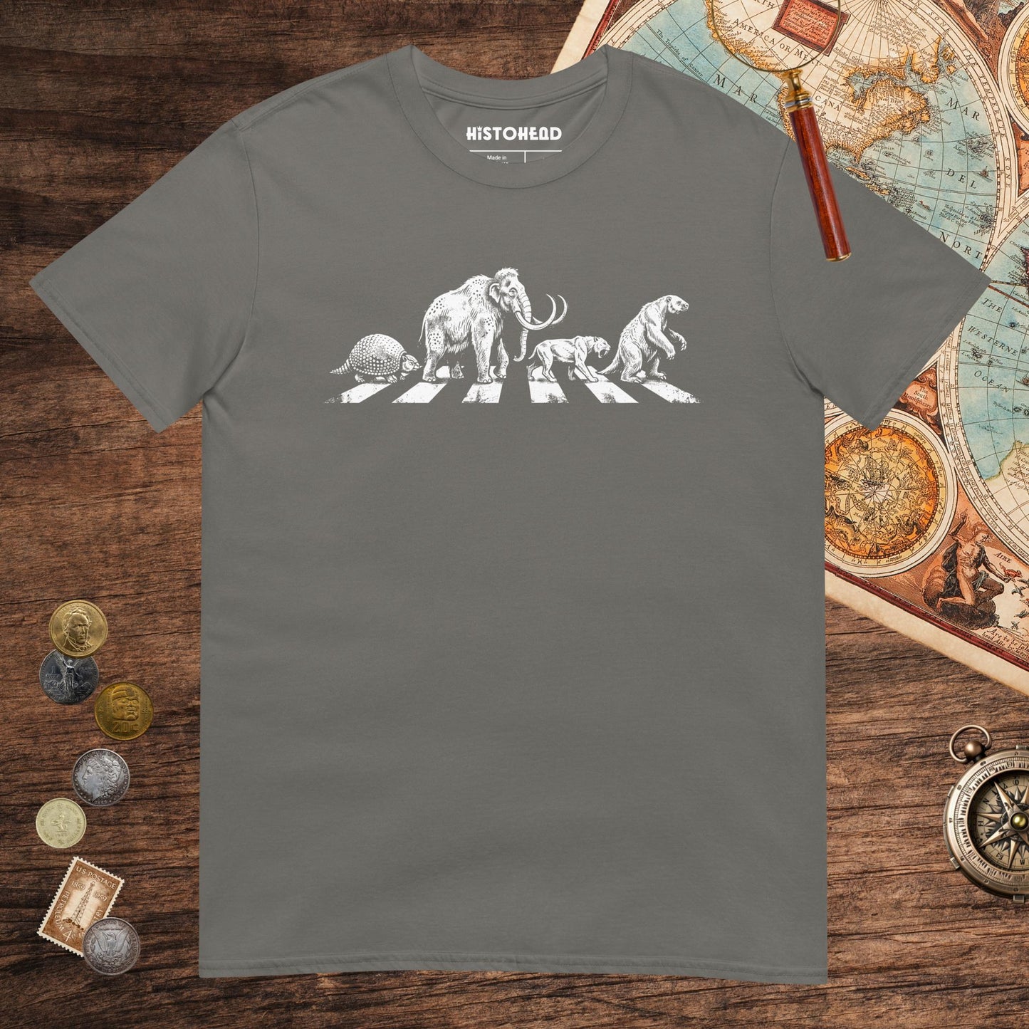 Charcoal Pleistocene Road Tee - history buff gift by HistoHead