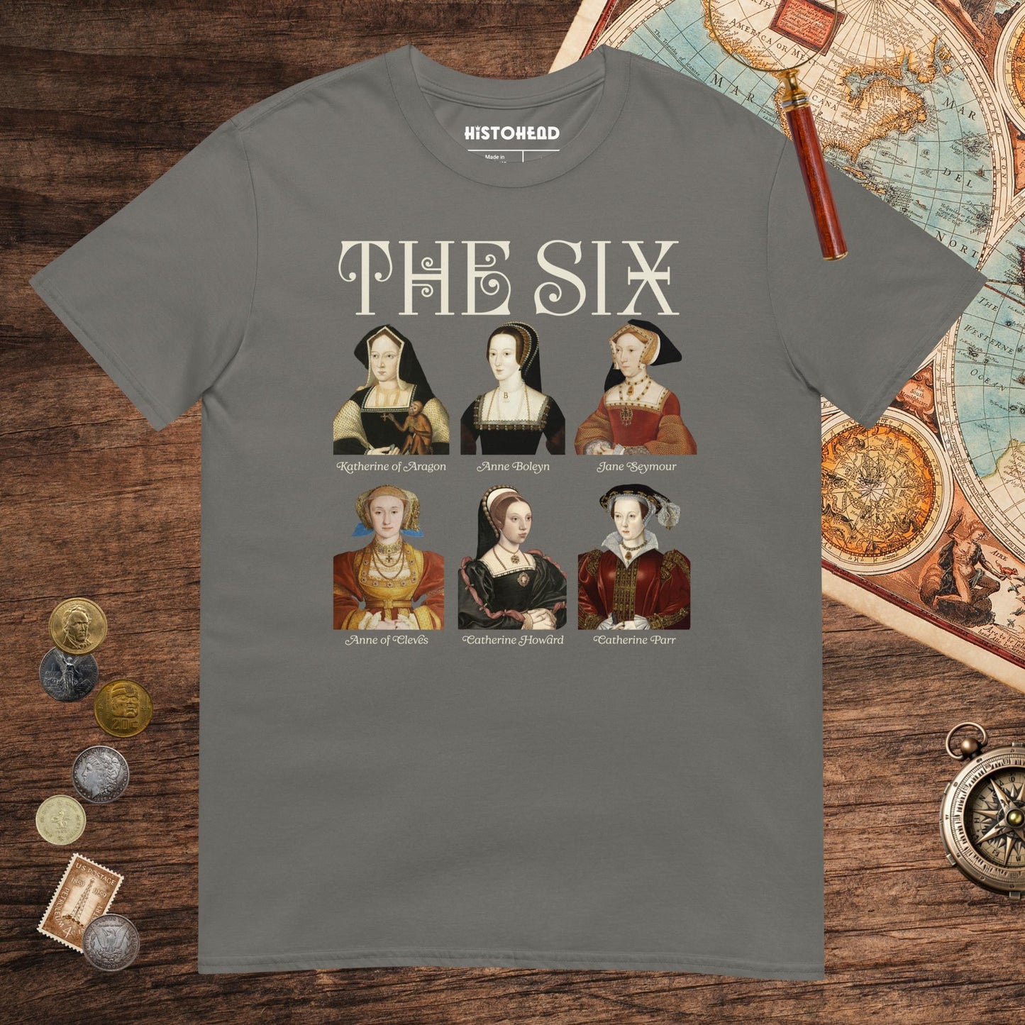 Charcoal The Six Tee - history buff gift by HistoHead