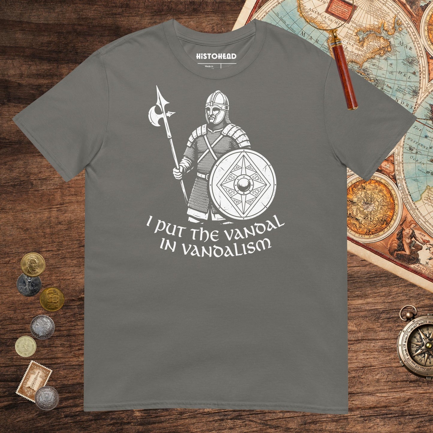 Charcoal Vandal in Vandalism Tee - history buff gift by HistoHead