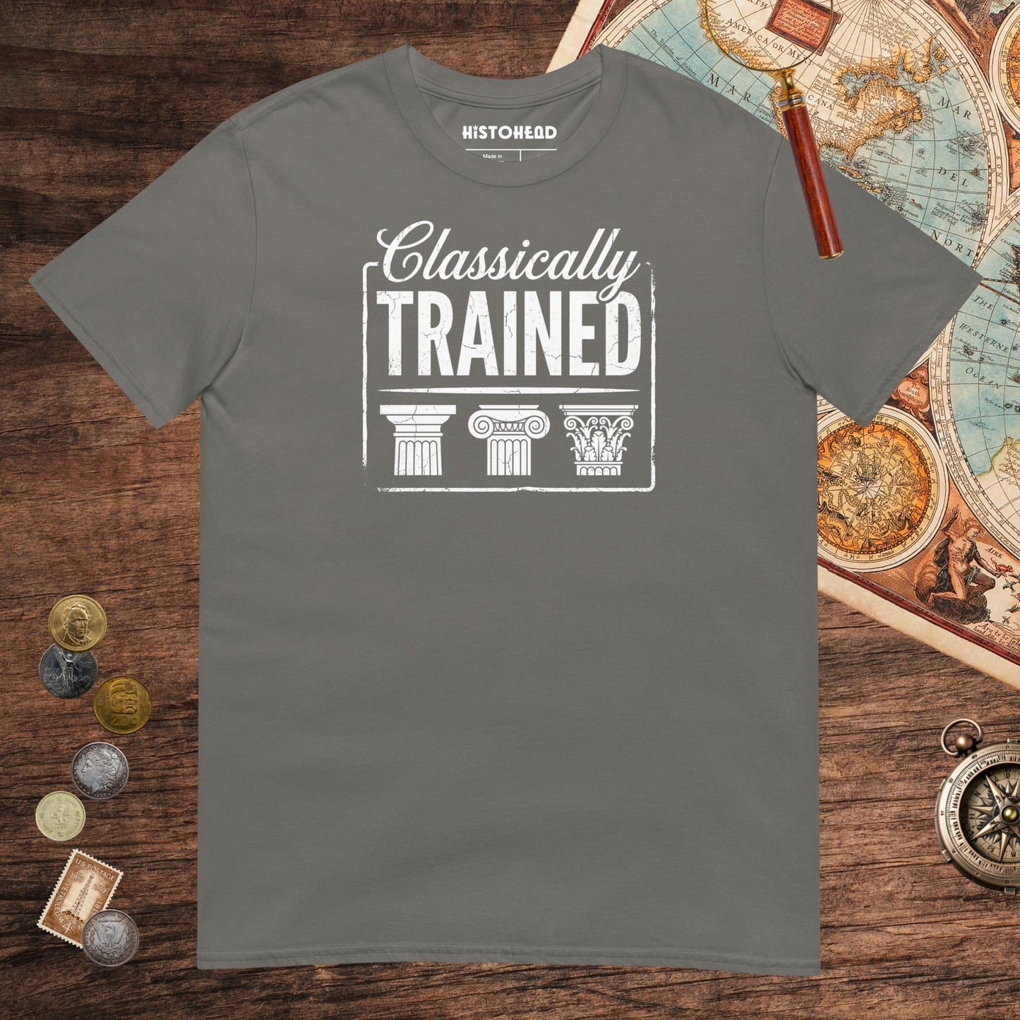 Charcoal Classically Trained Tee - history buff gift by HistoHead