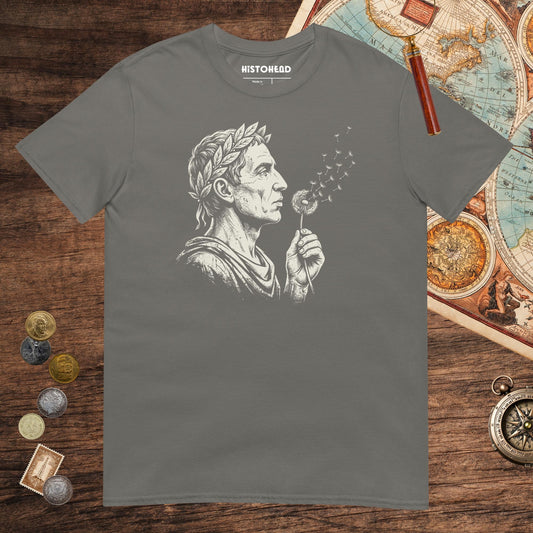 Charcoal Caesar Blowing Wishes Tee - history buff gift by HistoHead