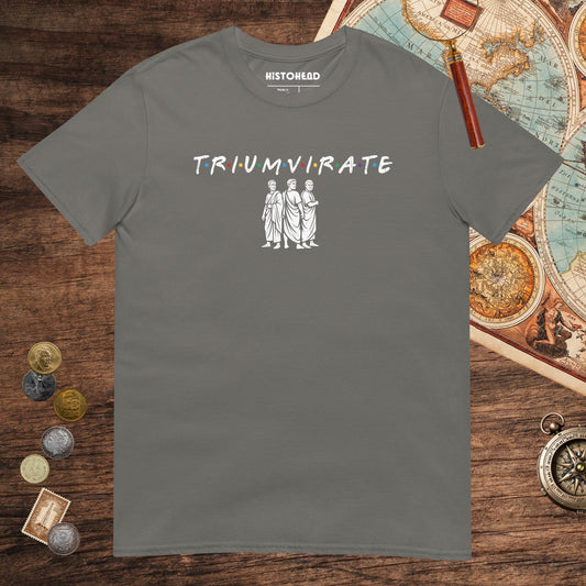 Charcoal First Triumvirate Tee - history buff gift by HistoHead
