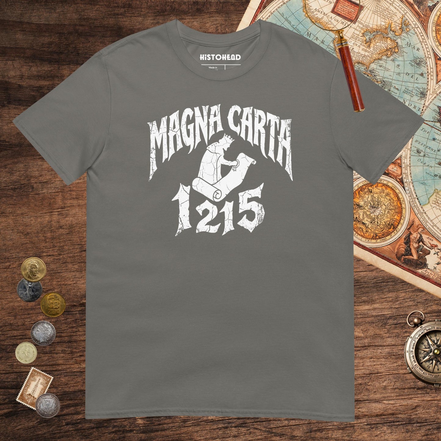 Charcoal Magna Carta 1215 Tee - history buff gift by HistoHead