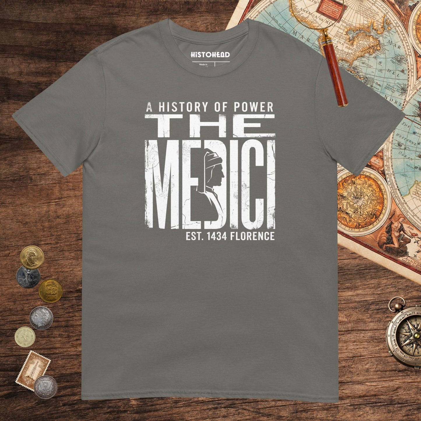 Charcoal The Medici Tee - history buff gift by HistoHead