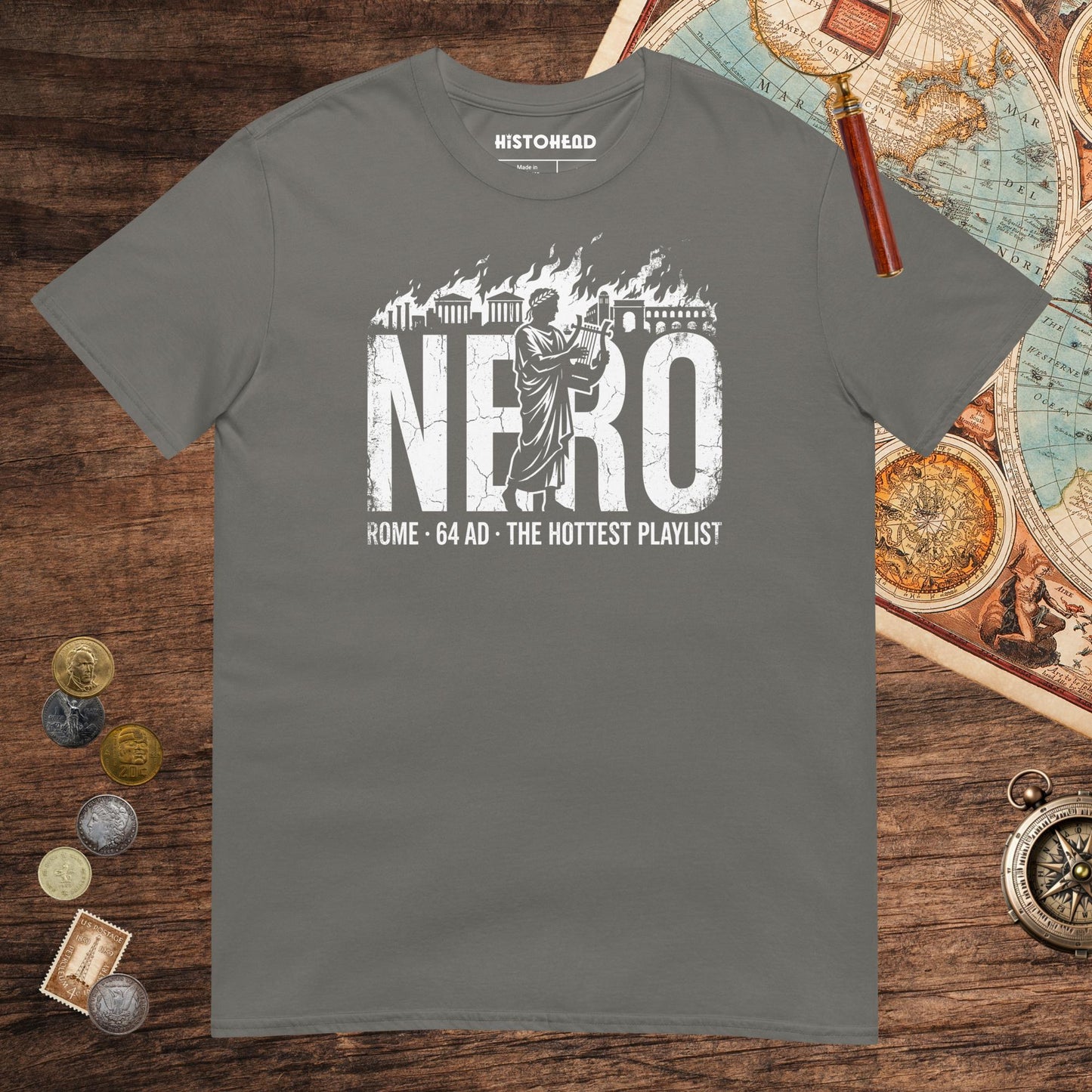Charcoal Nero's Hottest Playlist Tee - history buff gift by HistoHead
