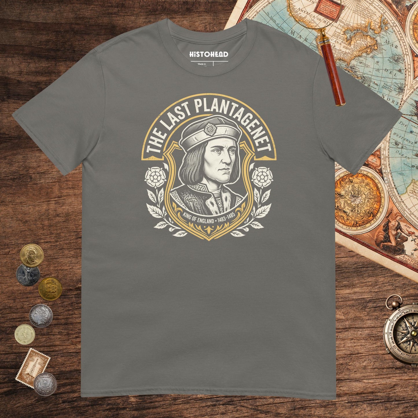 Charcoal Richard III The Last Plantagenet Tee - history buff gift by HistoHead