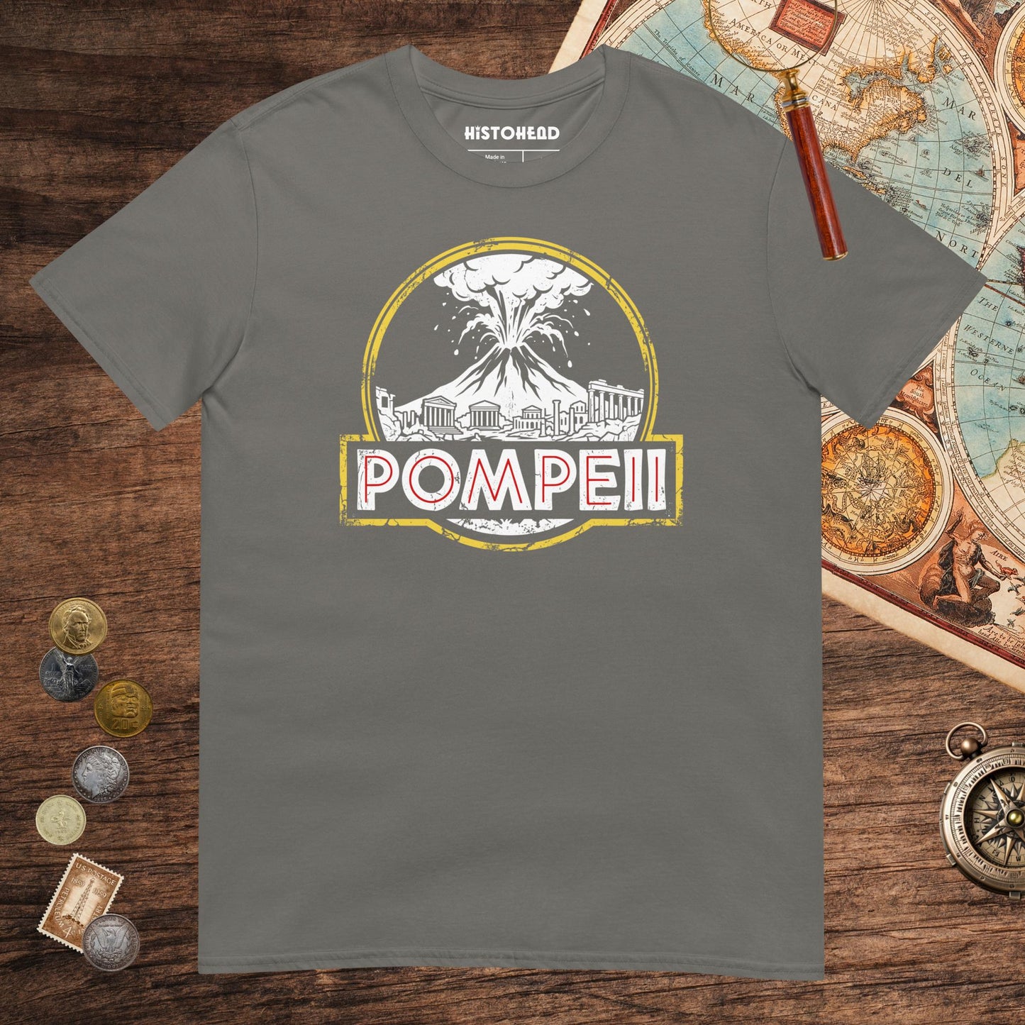 Charcoal Pompeii Tee - history buff gift by HistoHead