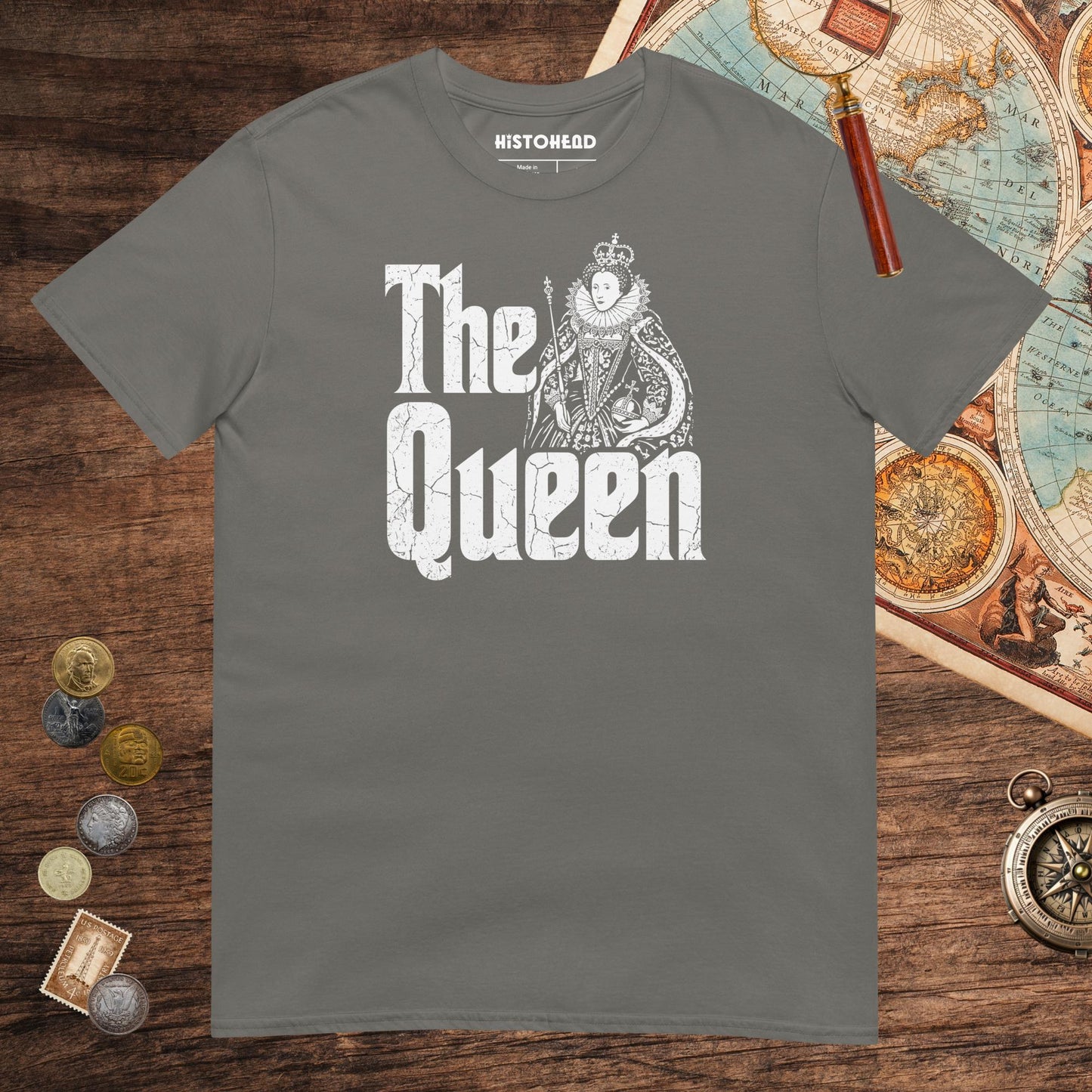 Charcoal Queen Elizabeth I Tee - history buff gift by HistoHead