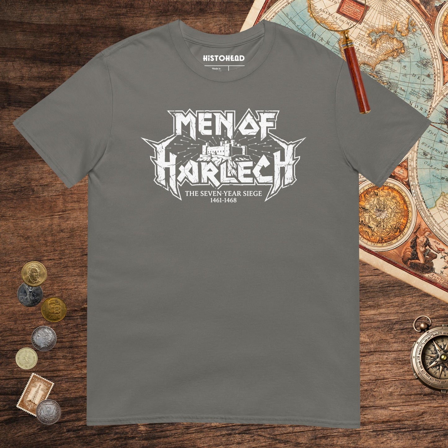 Charcoal Men of Harlech Tee - history buff gift by HistoHead