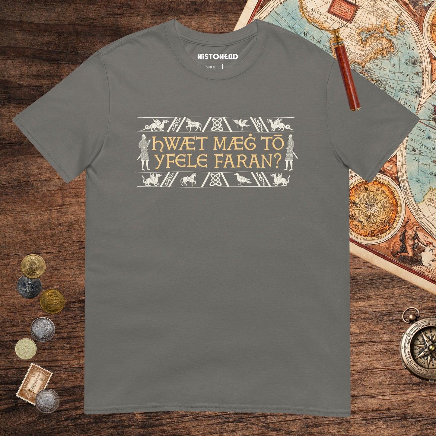 Charcoal What Could Possibly Go Wrong in Old English Tee - history buff gift by HistoHead