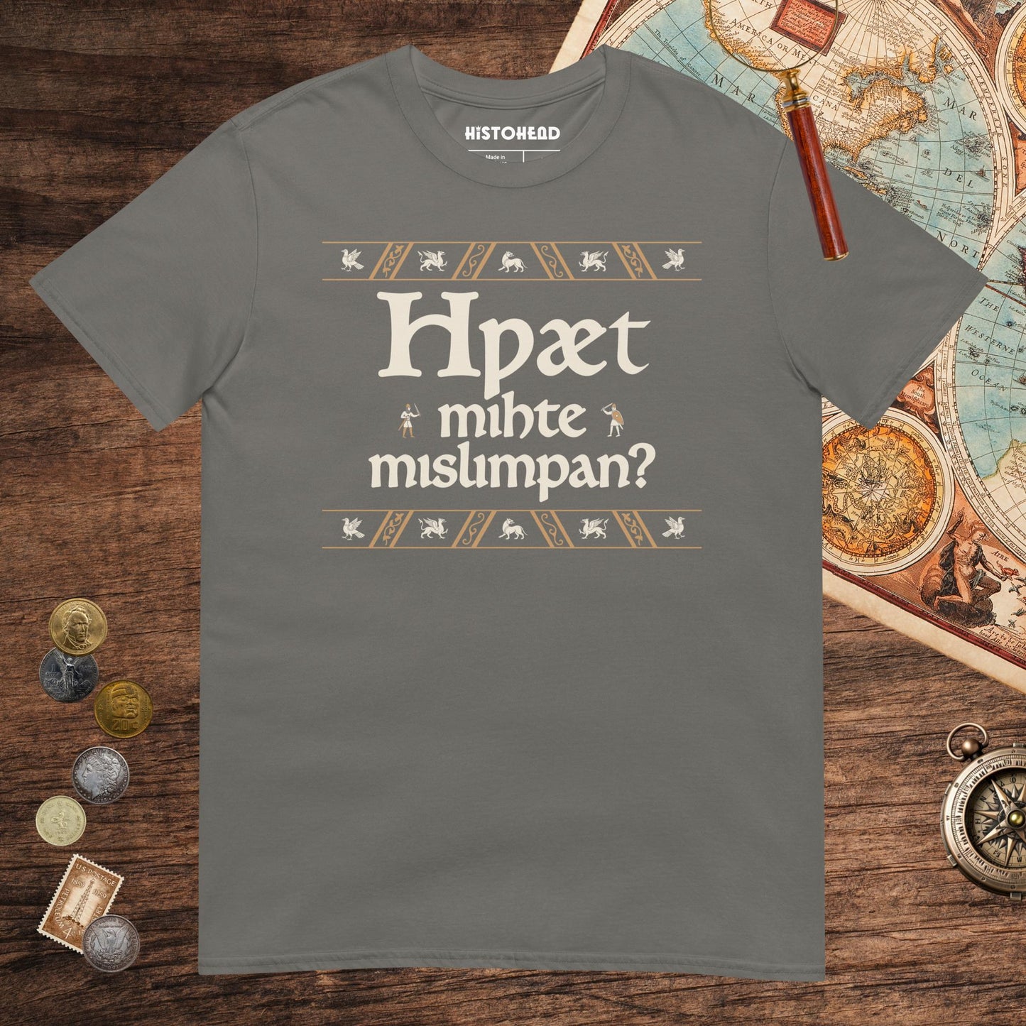 Charcoal What Could Possibly Go Wrong in Old English (Wynn Version) Tee - history buff gift by HistoHead